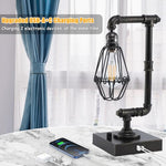 Industrial Steampunk Fashion Desk Lamp with USB Ports