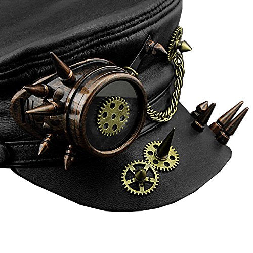 Men's Vintage Spike Steampunk Leather Hat