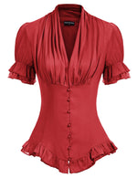 Red Peplum Blouse for Women