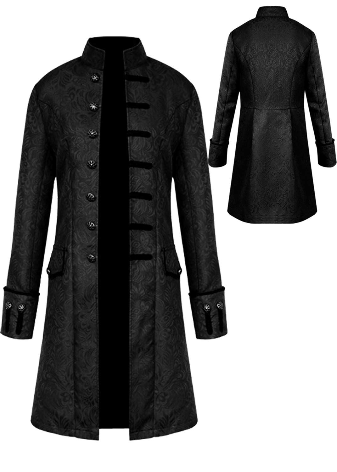 WISHU Steampunk Knee-Length Frock Coat
