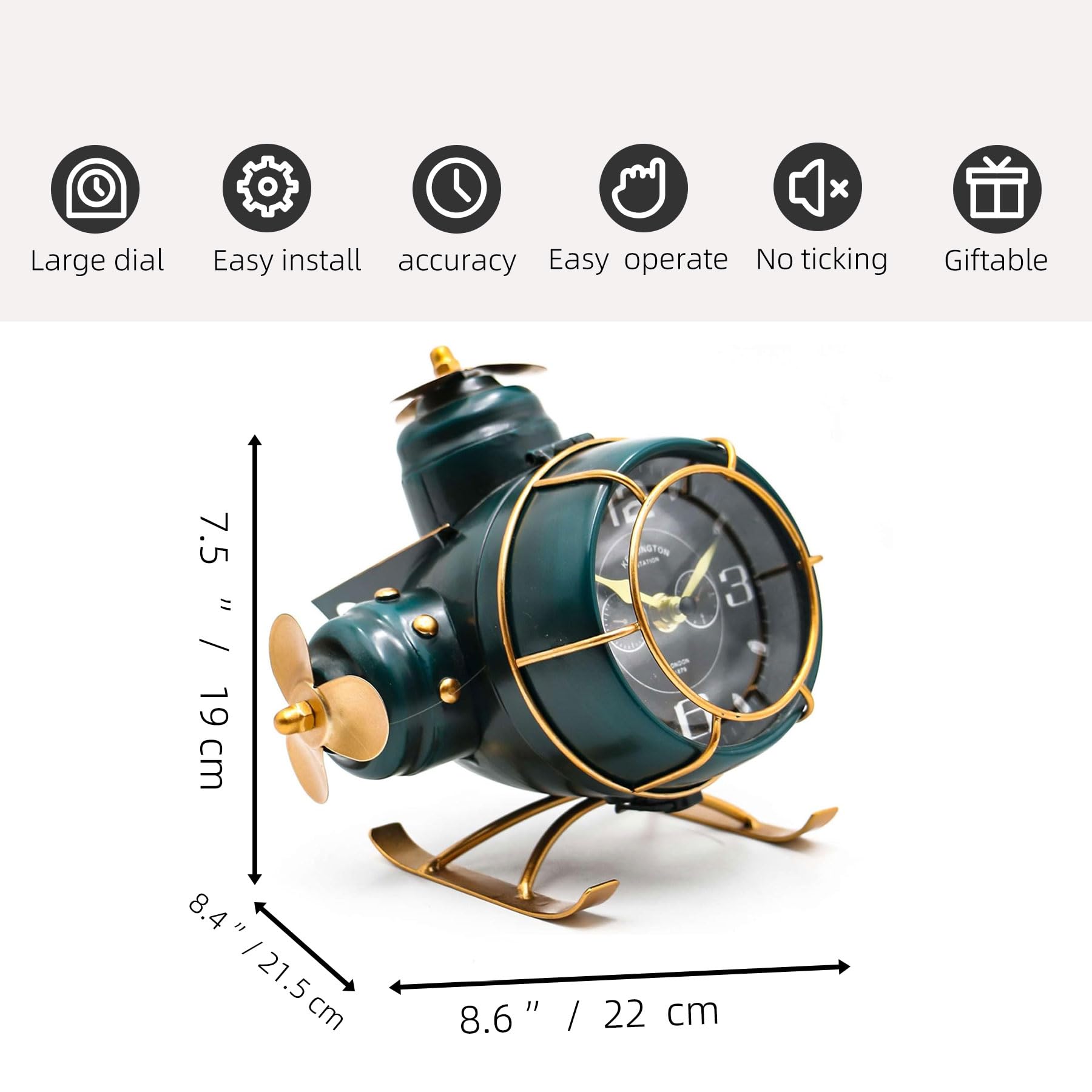 YOUKI Steampunk Airplane Desk Clock