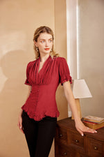 Red Peplum Blouse for Women