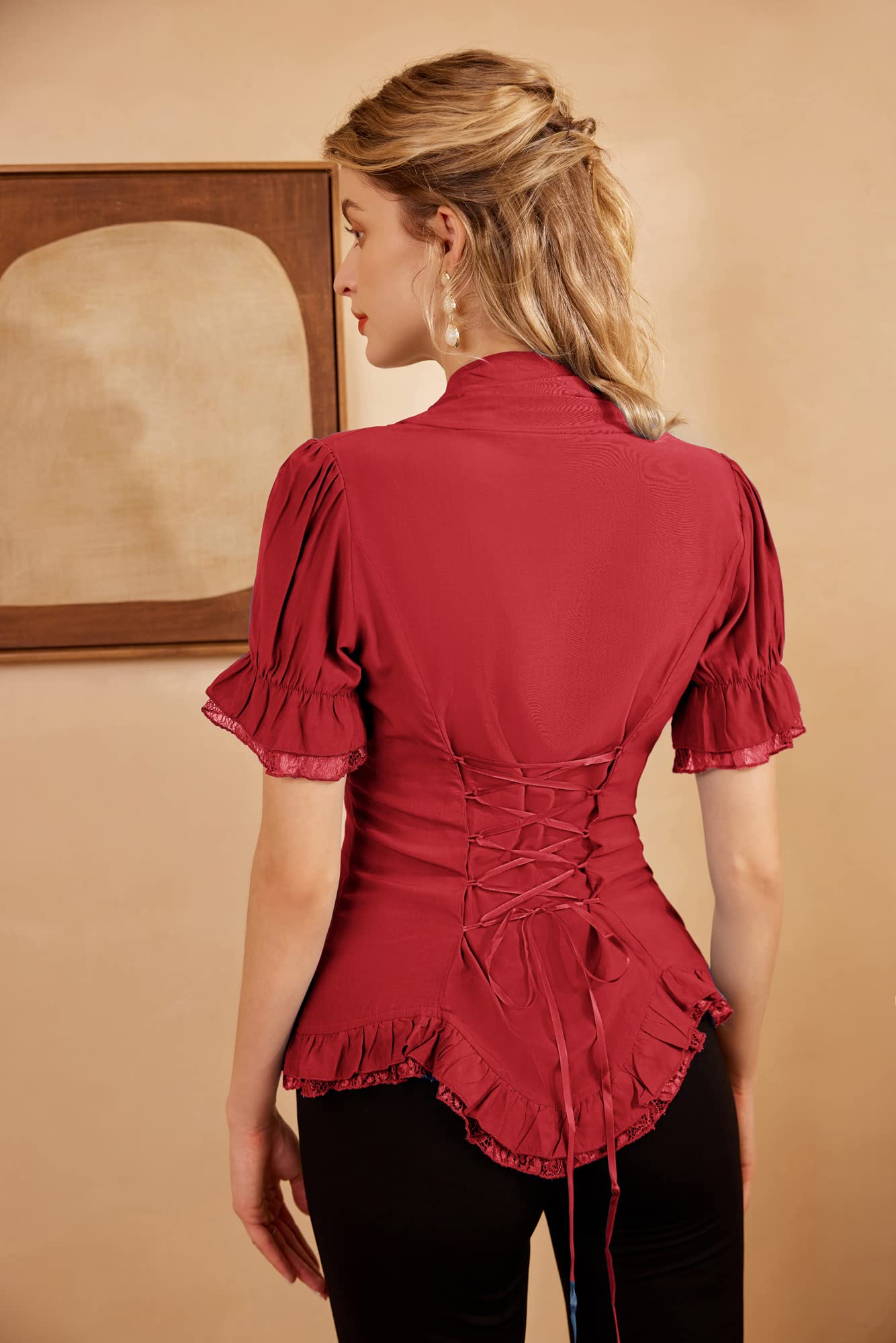 Red Peplum Blouse for Women