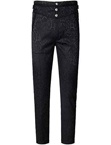 qolati Punk Gothic Pants for Men Casual Slim Fit Side Buttons Dress Pants  Elegant Straight Legs Steampunk Party Trousers - Walmart.com