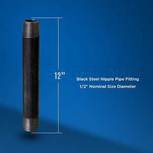 Long Black Steel Nipple Pipe Fitting with 1/2" Nominal Size Diameter