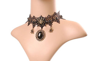 Black Lace Gothic Choker & Earrings Set