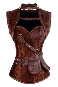 Steampunk Bustiers Corset with Jacket and Belt