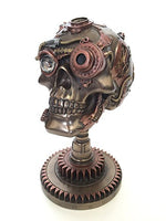 Steampunk Skull on Gear Stand Statue