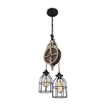Wood and Iron Barn Pulley Light