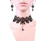 Black Lace Gothic Choker & Earrings Set