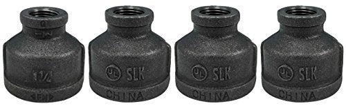 Industrial Steel Grey 1-1/4 x ½ -Inch Reducing Coupling Pipe Fittings (4-Pack)