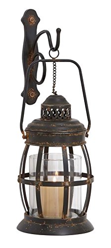 Rustic Bronze Metal Cage-Style Candle Sconce