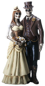 Steampunk Skeleton Wedding Couple Statue