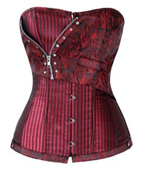 Charmian Women's Steampunk Retro Brocade Victorian Stripe Boned Bustier Corset