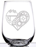 Steampunk Heart on stemless wineglass - Steampunk Lot - Steampunk Fashion, Cosplay, Jewelry and Decor