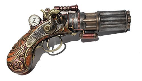 Steampunk 6 Barrel Dummy Pistol Statue 8.5 Inch Long - Steampunk Lot - Steampunk Fashion, Cosplay, Jewelry and Decor