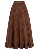 Brown Long Maxi Skirt High Waisted