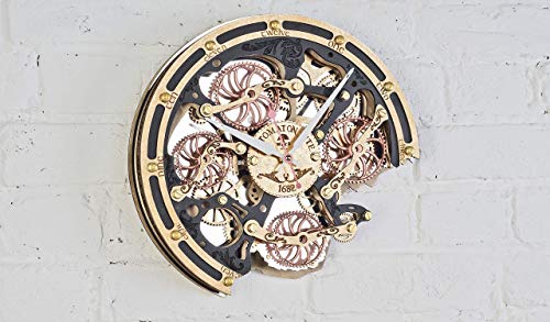 Automaton Bite Black Gold HANDCRAFTED moving gears wall clock