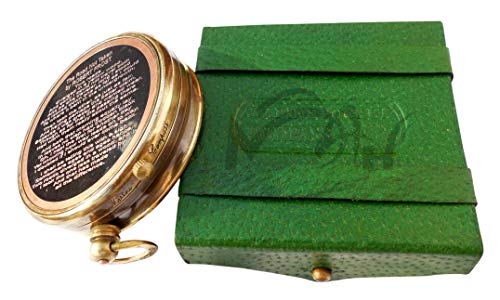 Robert Frost Poem - Engraved Antiquated Finish Brass Compass with Case