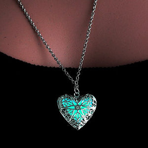Steampunk Magical Fairy Glow in The Dark Heart Shape Necklace