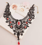 Black Lace Gothic Red Pendant & Earrings Set