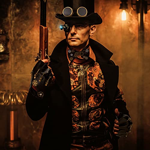 3 Pcs Steampunk Costume Accessories Steampunk Goggles Glasses Steampunk  Leather Gloves Captain Fingerless Mittens Steampunk Gears Bowtie Vintage  for