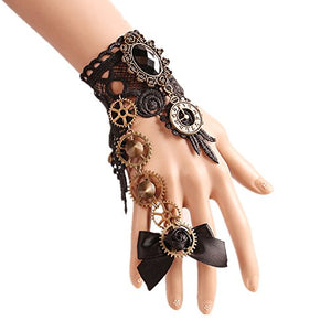 Steampunk Gear Lace Slave Wristband