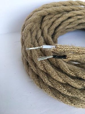 35feet HEMP ROPE Twisted 18/2 Cloth Natural Fabric Electrical Cord