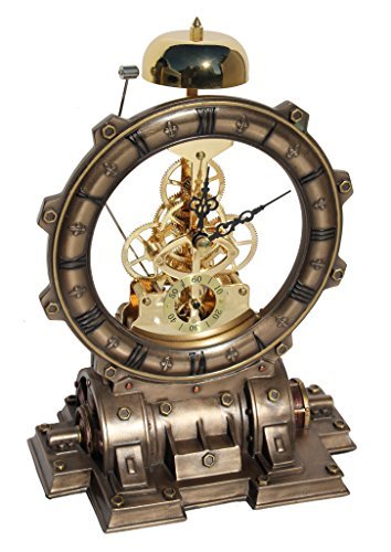 Steampunk Generator Striking Clock Cold Cast Bronze