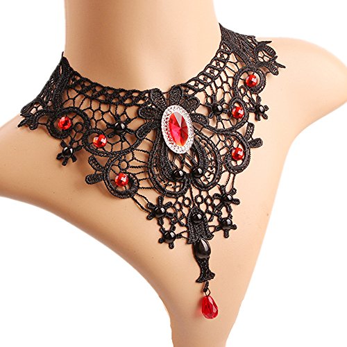 Red & Black Crystal 5 Line Necklace Set – Sanvi Jewels