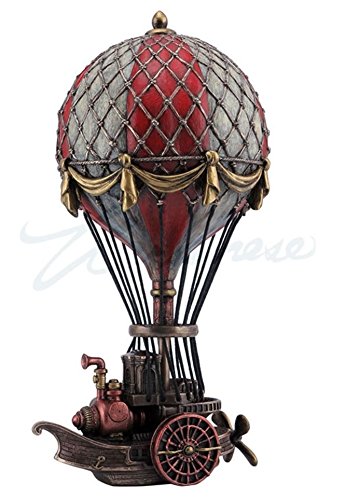 Veronese Hand Painted Steampunk Hot Air Balloon Fantasy Statue