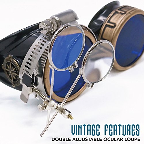 Steampunk Victorian Style Goggles with Compass Design