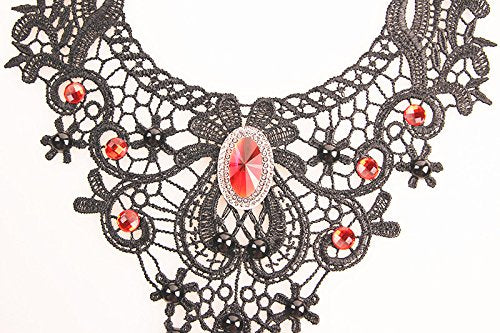Black Lace Gothic Red Pendant & Earrings Set – SteampunkLot