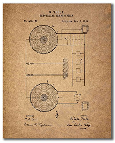 Tesla Patent Wall Art Prints - Set of Six
