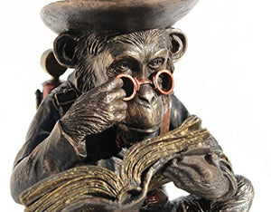 Steampunk Bronze / Copper Finished Chimpanzee Scholar 7.75 Inch High