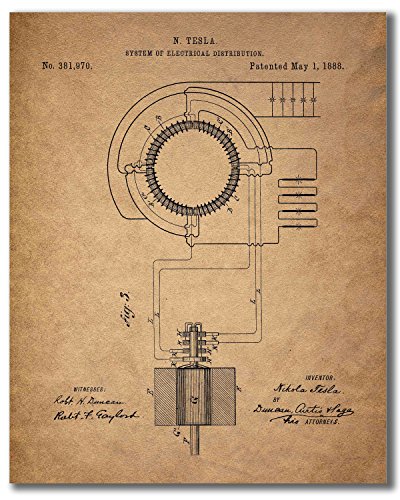 Tesla Patent Wall Art Prints - Set of Six