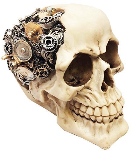 Steampunk Cyborg-Human Skull Statue