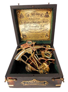  Vintage Brass Nautical Sextant German J Scott Replica