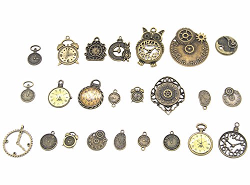 24pcs Mixed Antique Bronze Steampunk Gears Clock
