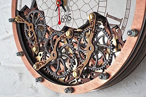 Automaton Bite 1695 White & Copper HANDCRAFTED moving gears wall clock