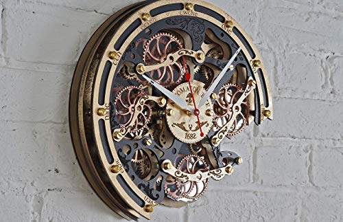 Automaton Bite Black Gold HANDCRAFTED moving gears wall clock