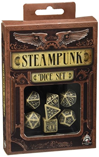 Steampunk Dice Beige/Black (7 Stk.) Board Game - Steampunk Lot - Steampunk Fashion, Cosplay, Jewelry and Decor