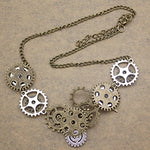 Vintage Gold & Silver Gears Necklace