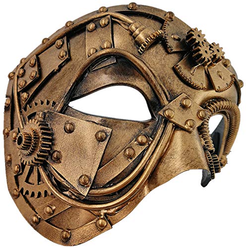 Steampunk Metal Cyborg Masquerade Mask, Half Mask For Halloween