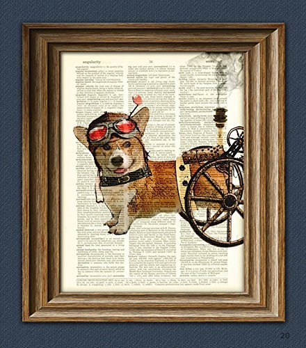 Admiral Wheels the Steampunk Corgi dog illustration