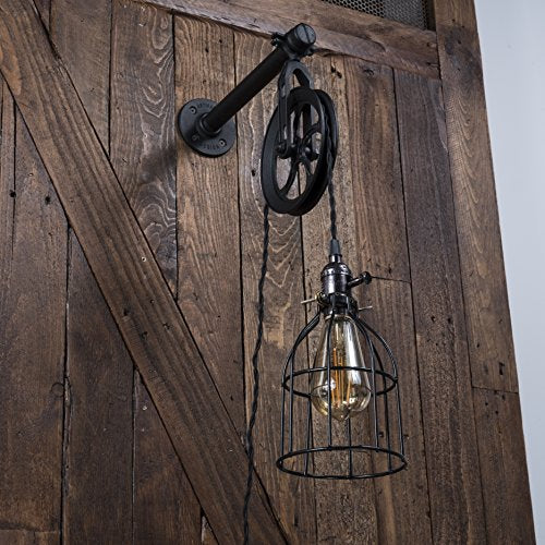 Industrial Pipe and Pulley Lamp