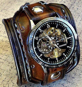 Steampunk Leather Wrist Watch - Steampunk Lot - Steampunk Fashion, Cosplay, Jewelry and Decor