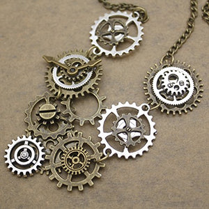 Vintage Gold & Silver Gears Necklace