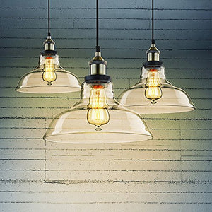 CLAXY Ecopower Industrial Edison Vintage Style 1-Light Pendant Glass Hanging Light