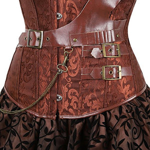 Steampunk Corset Dress Halloween Pirate Costume for Women Lace Up